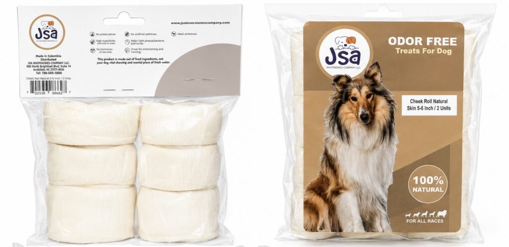 5-6 INCH JSA CHEEK ROLL NATURAL SKIN COLLAGEN FOR DOGS (2 UNITS)