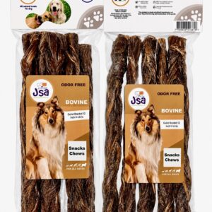 10-12 INCH JSA BEEF GULLET BRAIDED TREATS FOR DOGS (4 UNITS)