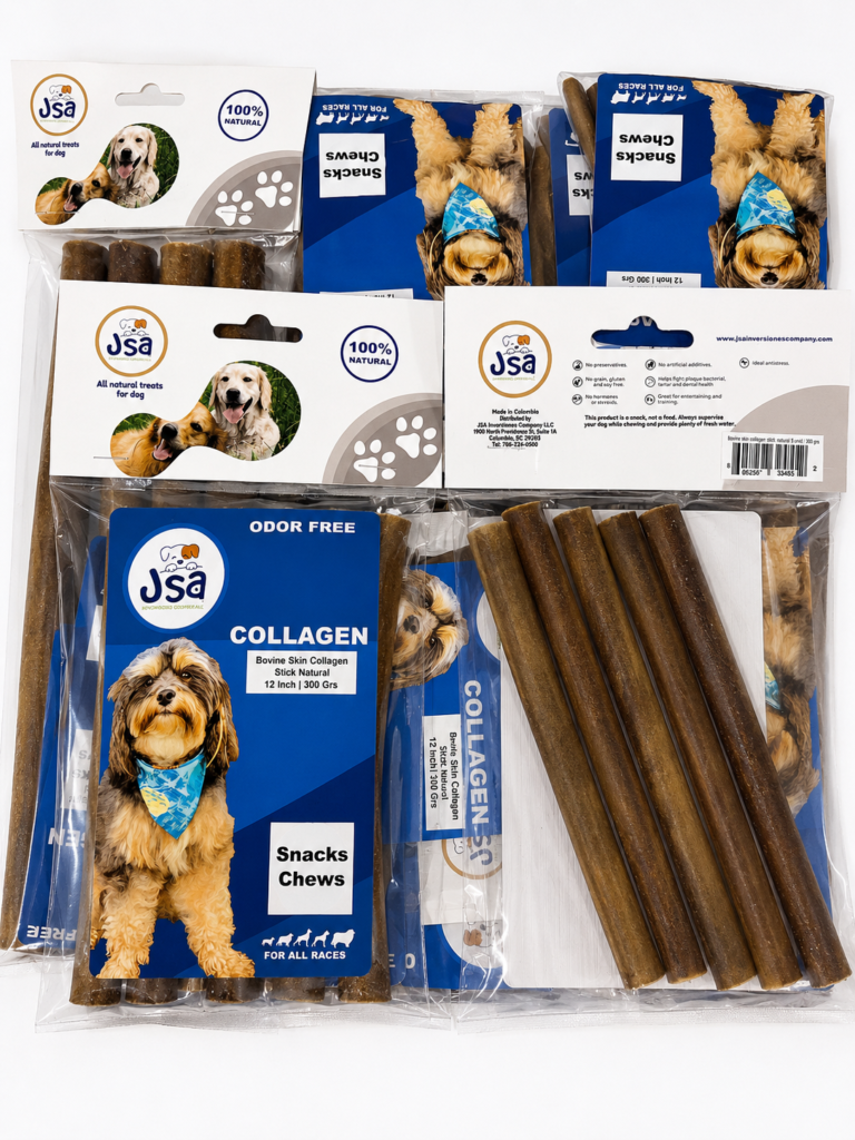 6 INCH JSA BOVINE SKIN COLLAGENE STICK NATURAL FOR DOGS (5 UNITS)