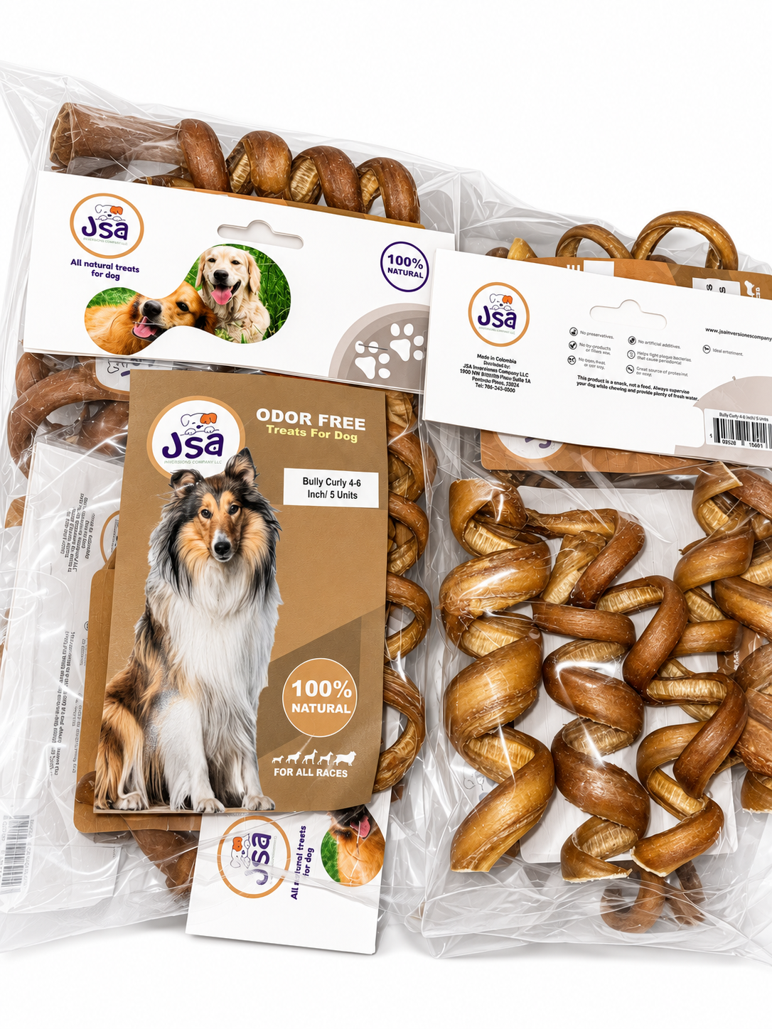 4-5 INCH JSA CURLY BULLY STICK FOR DOGS (5 UNITS)