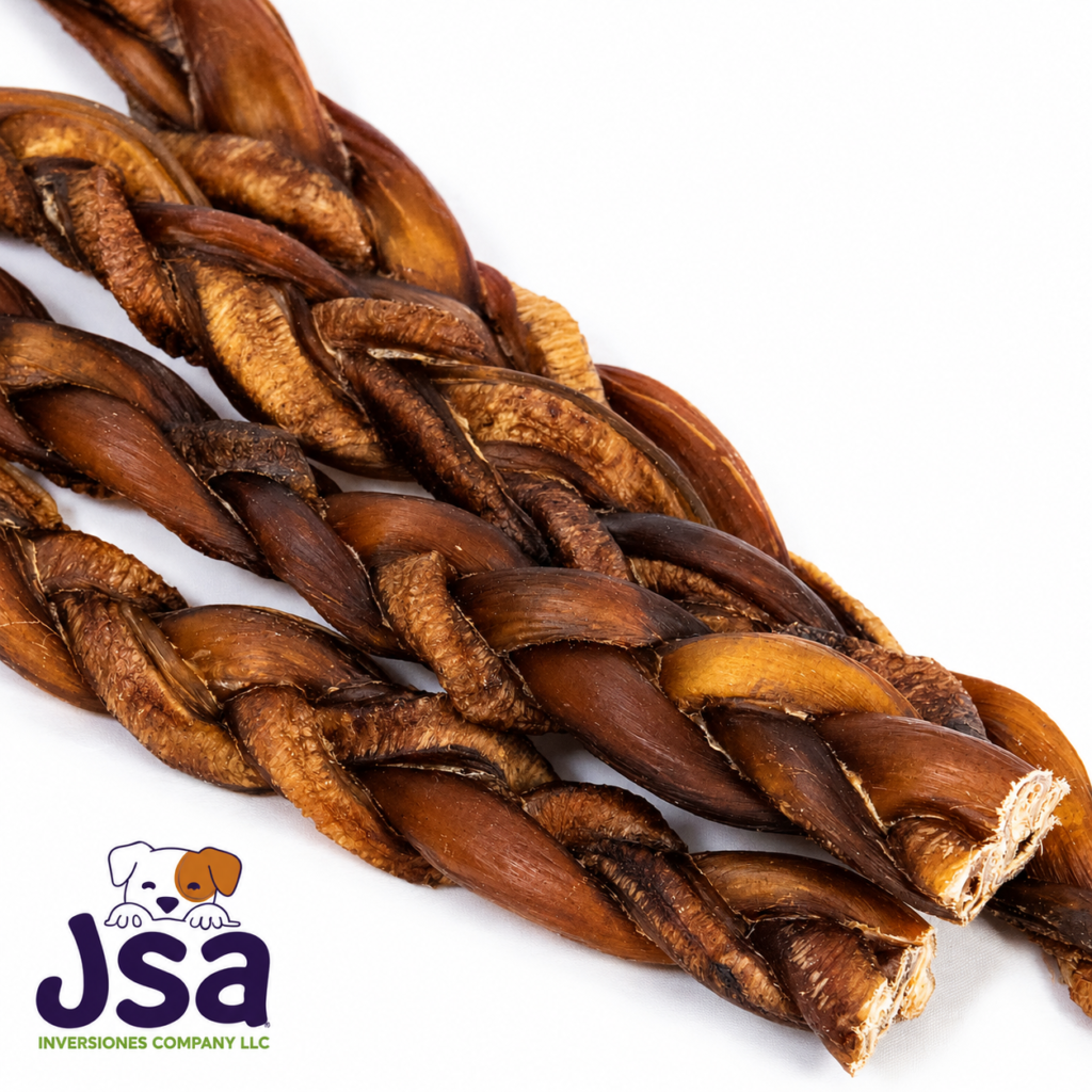 12 INCH JSA BRAIDED BULLY STICK  STANDARD FOR DOGS (3 UNITS)