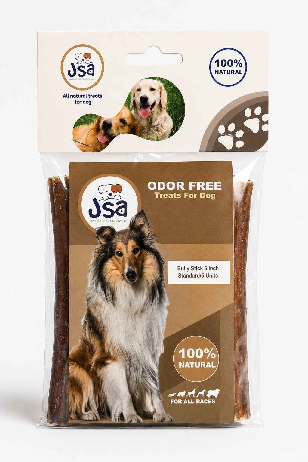 6 INCH JSA BULLY STICK STANDAR FOR DOGS (5 UNITS)