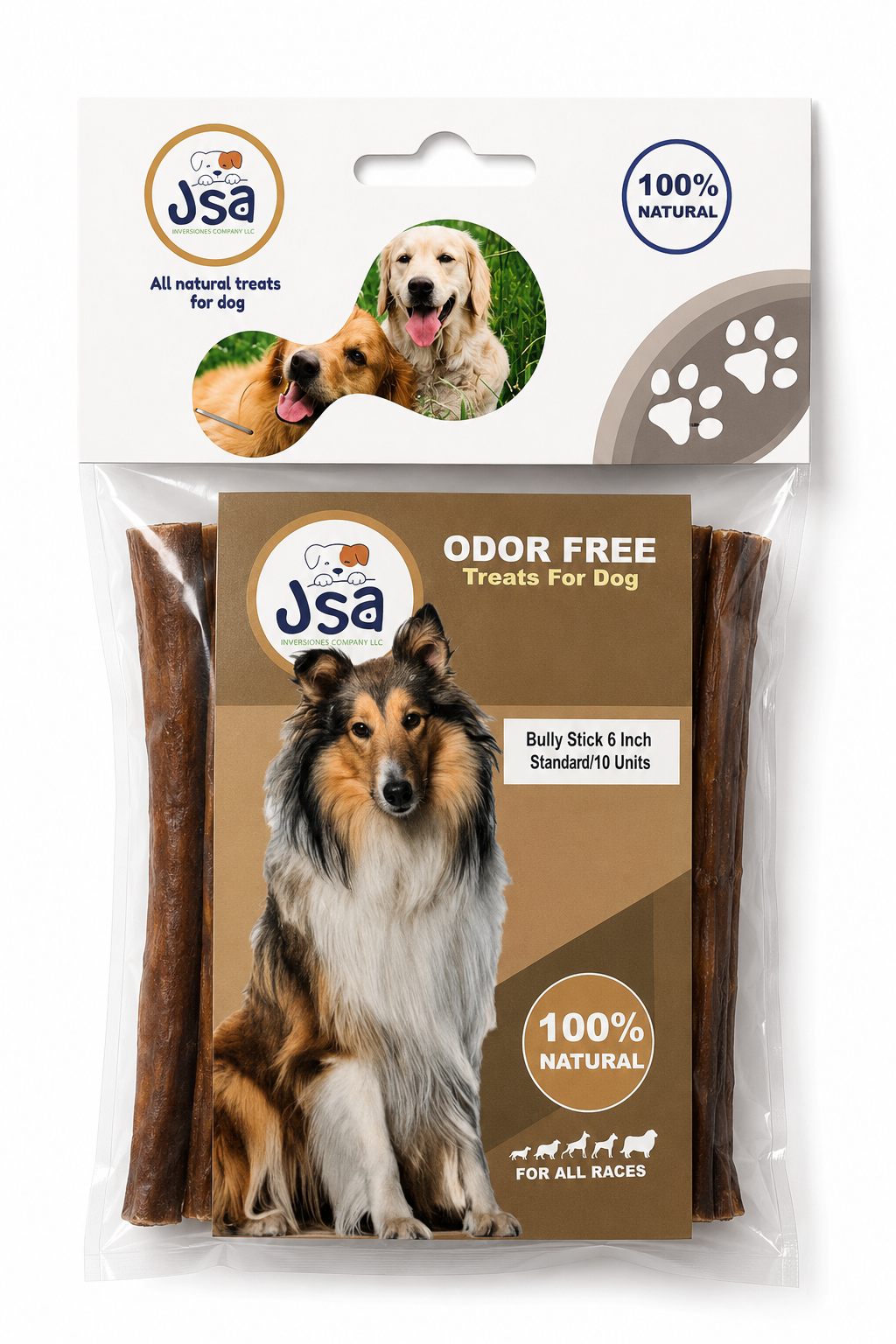 6 INCH JSA BULLY STICK STANDAR FOR DOGS (10 UNITS)