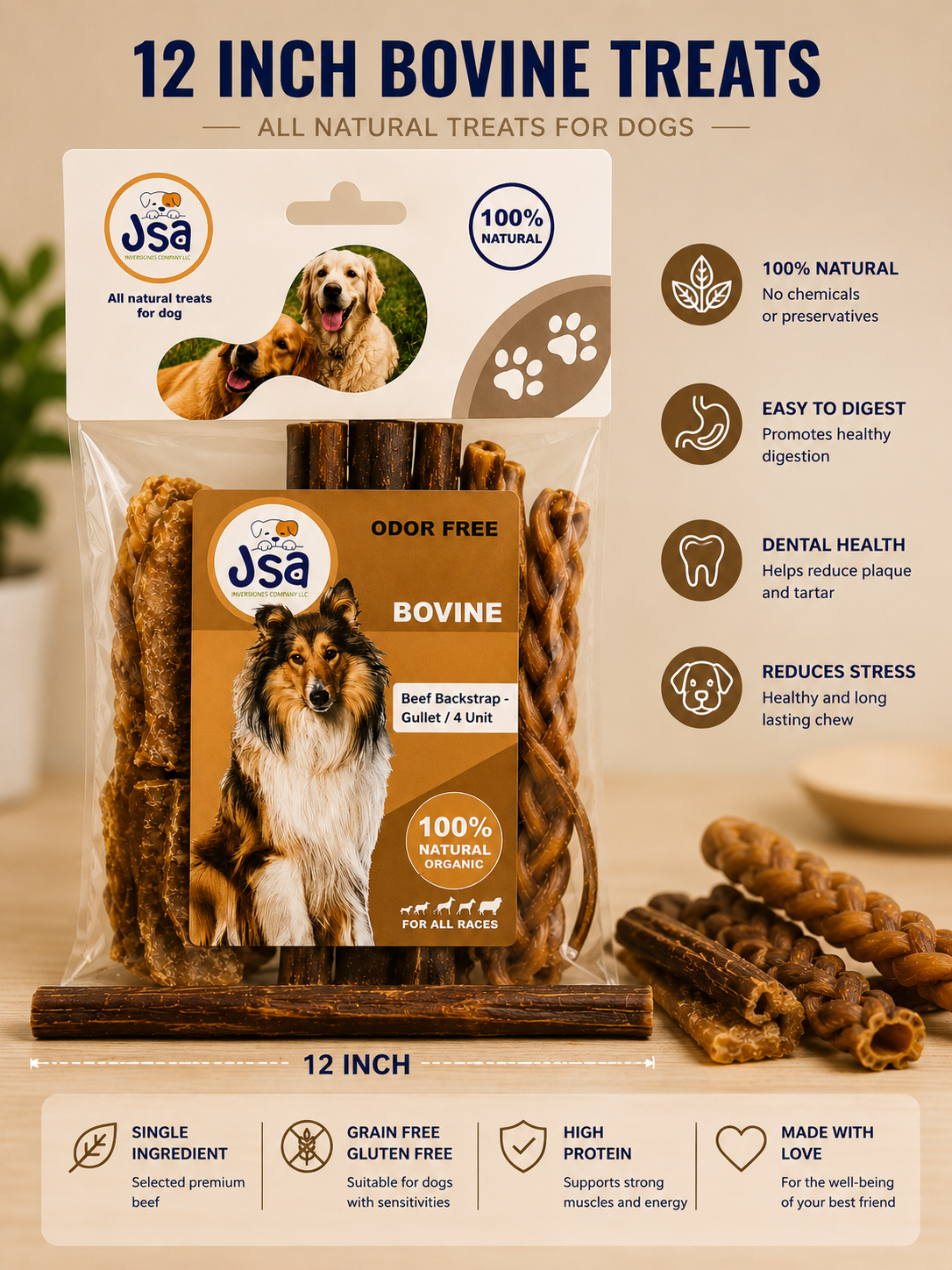 12 INCH JSA PACK VARIETY THE TREATS FOR DOGS
