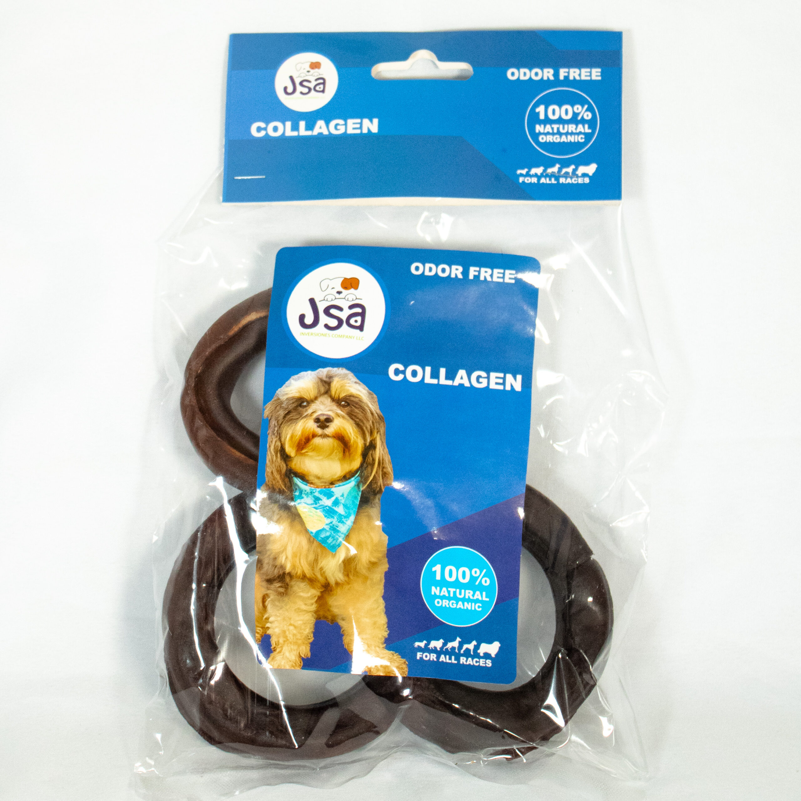 4 INCH JSA BOVINE SKIN COLLAGENE DONA NATURAL FOR DOGS (2 UNITS)
