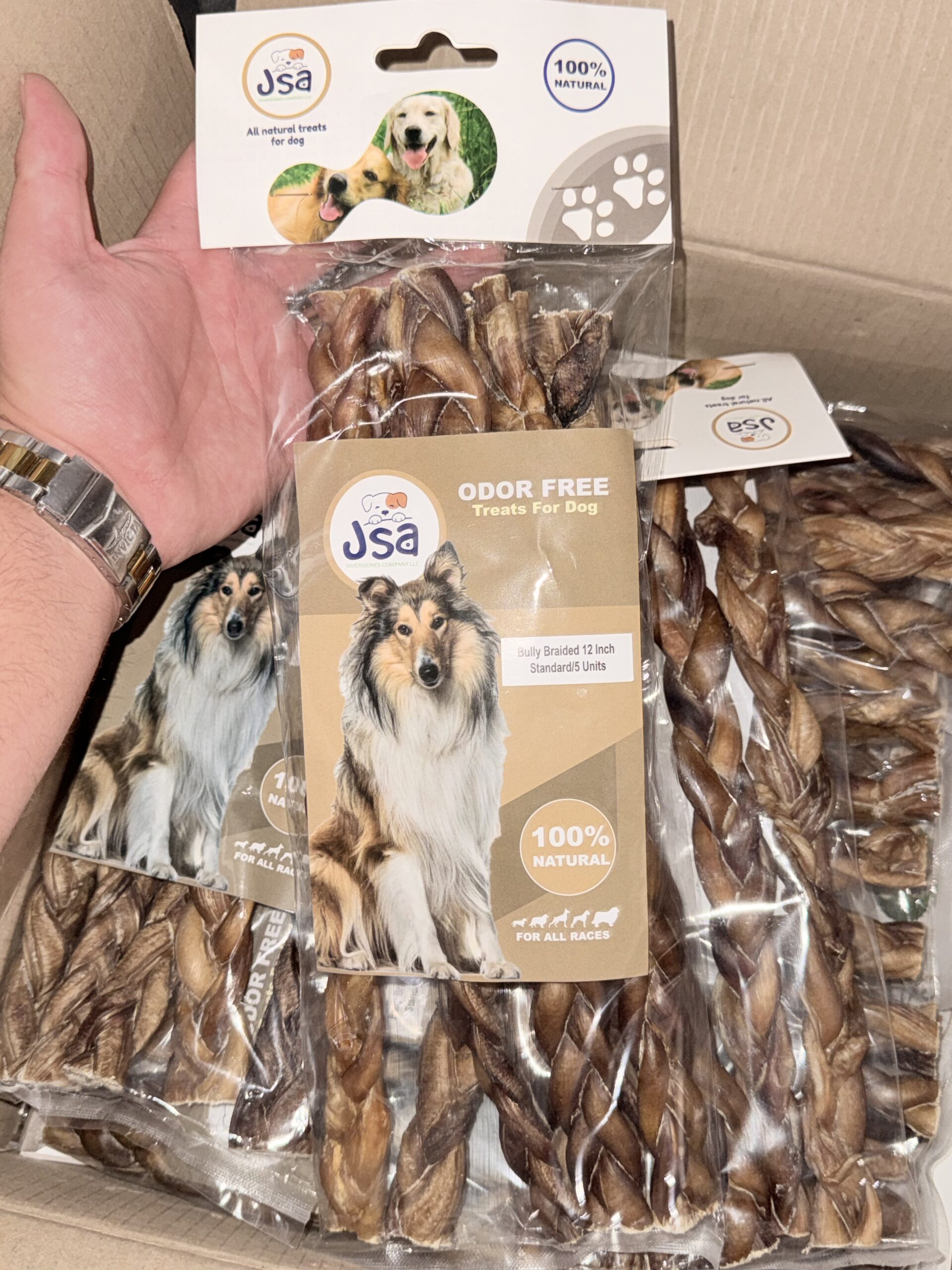 BULLY STICK BRAIDED STANDARD 12 INCH*3 UNITS