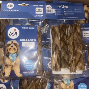 BOVINE SKIN COLLAGENE BRAIDED NATURAL 6INCH*5 UNITS