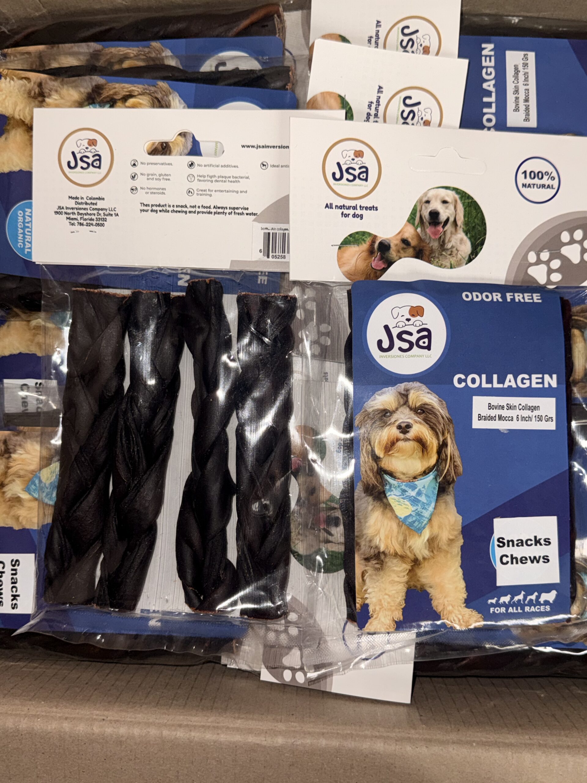 BOVINE SKIN COLLAGENE BRAIDED MOCHA  6INCH*5 UNITS